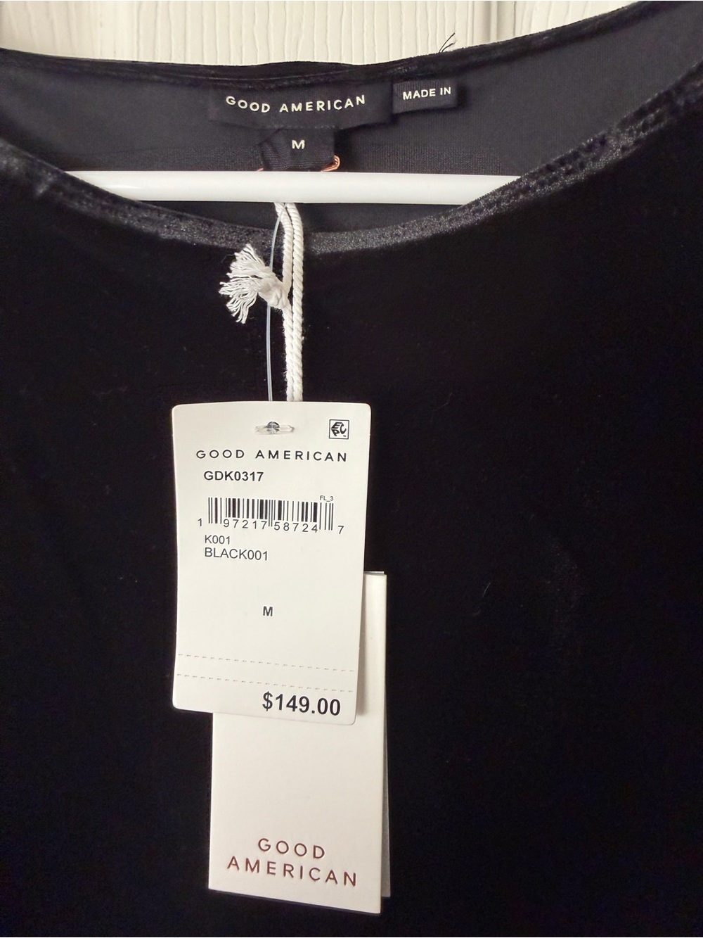 Good American Black Velvet Midi Sleeveless Ruched Dress - Picture 3 of 5